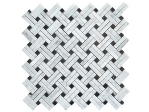 STANZA BASKETWEAVE-ITALIAN CARRARA & BLACK DOTS