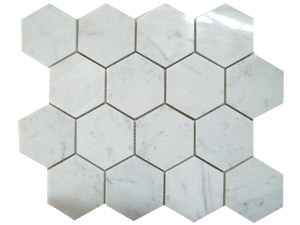 ITALIAN CARRARA 3" HEXAGON MOSAIC