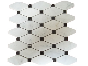 LONG OCTAGON-ITALIAN CARRARA WITH BLACK DOTS