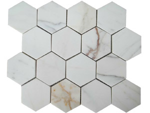 ITALIAN CALACATTA 3" HEXAGON MOSAIC