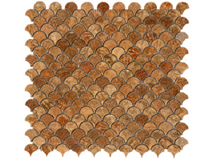 YELLOW WOOD 1" FAN SHAPED MOSAIC