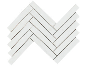 CHINESE WHITE 1" X 6" HERRINGBONE MOSAIC