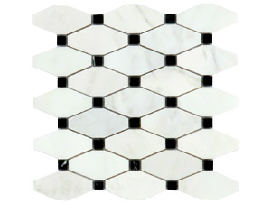 LONG OCTAGON ORIENTAL WHITE WITH BLACK DOTS