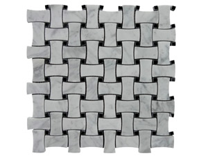 CARRARA WHITE DOGBONE BASKET WEAVE WITH BLACK DOTS