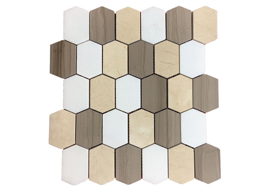 LONG HEXAGON-THASSOS/CREMA /ATHENS GREY-ON SALE